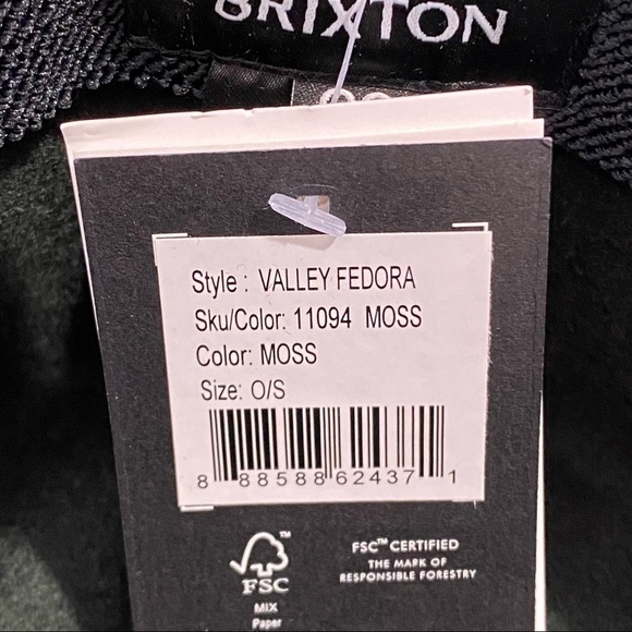 Brixton Valley Fedora Moss Green One Size - Picture 9 of 9